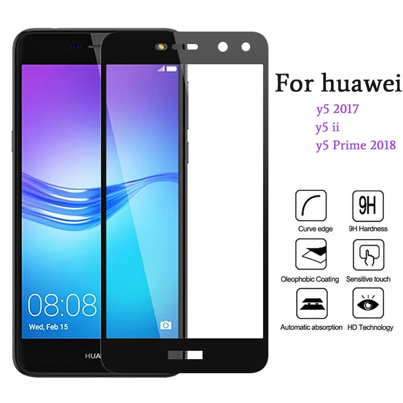 

Full Cover For huawei Y5 2017 Tempered Glass Screen Protector for huawei y5 prime 2018 huawey y5 ii y5ii y5prime Protective Film