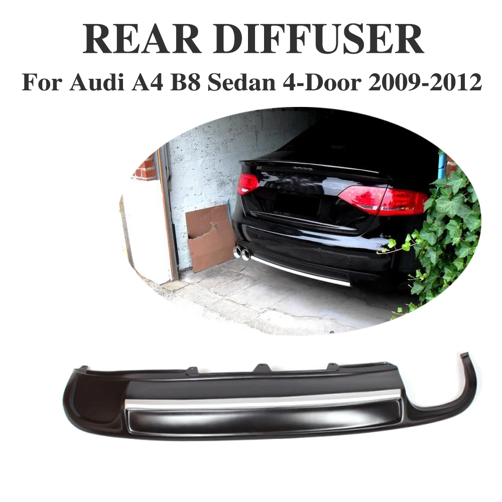 PU черный задний бампер диффузор для Audi A4 B8 Sedan 4 двери 2009 2012 один Выпускной два