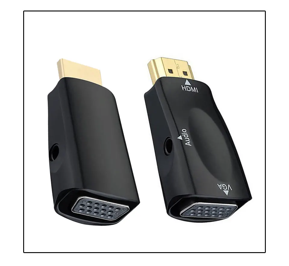 HDMI to VGA Adapter Converter with Audio Cable Male To Female 1080P For PCHDTVDVDXbox PS3 Projector Black and White 2018 New (5)