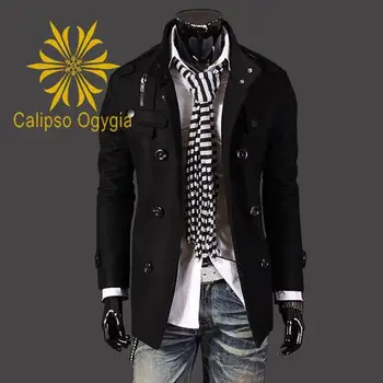 

Classic New Arrivel Men's Black Grey Real Moto Jacket Slim Fit Stand Mens Coats COML10