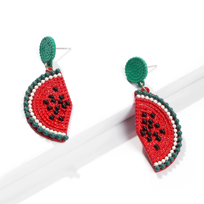 Lalynnlys Cute Cherry Watermelon Pineapple Drop Earrings New Fashion Rhinestone Fruit Dangle Earrings Ear Accessories Hot E60491