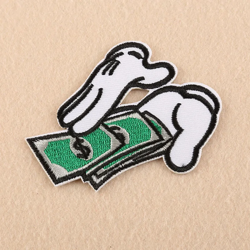 

Poker Style Dollar Iron On Patch Embroidered Clothes Patch For Clothing Badges Stickers Garment Appliques wholesale