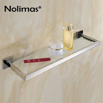 

Mirror Polished SUS 304 Stainless Steel Glass Bathroom Shelf Solid Square 50 CM Length for Single Layer Towel Rack