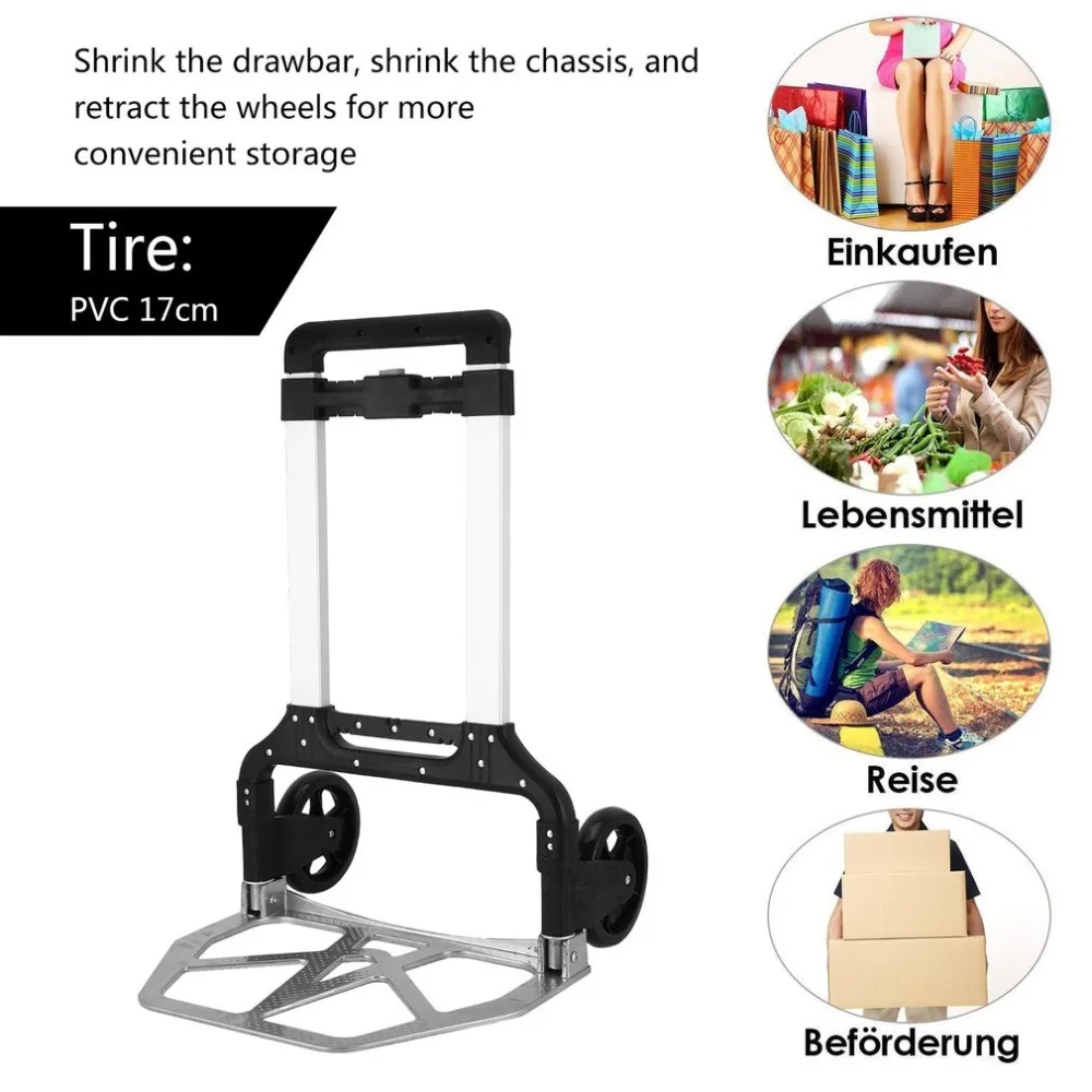 

Multifunction Folding 120kg Shopping Cart Aluminum Alloy Shopping Cart Trolley Car Luggage Trailer Aluminum Alloy Cart Hand Tool