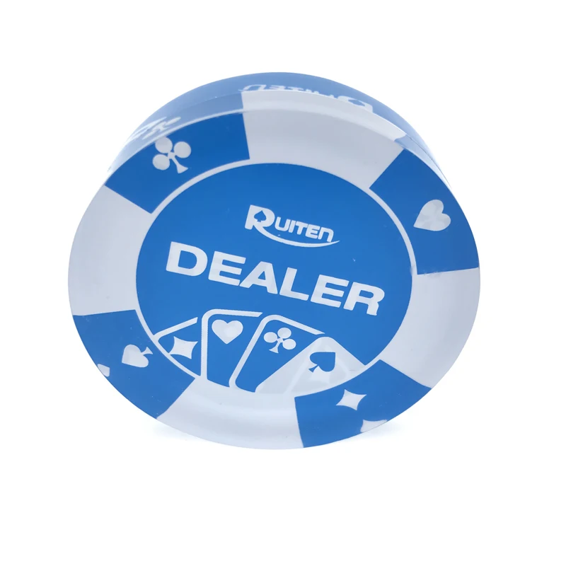 1PC Baccarat 95g Acrylic Blue PokerFlower DEALER Button Texas Hold'em PokerStars Poker Cards Guard Chips Diameter 72 mm qenueson