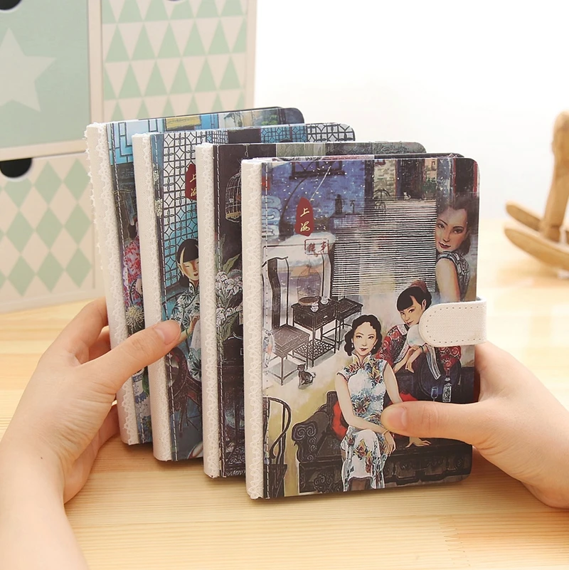 Chinese Stytle Notebook Vintage Hard Copybook Lace Notepad Journal
