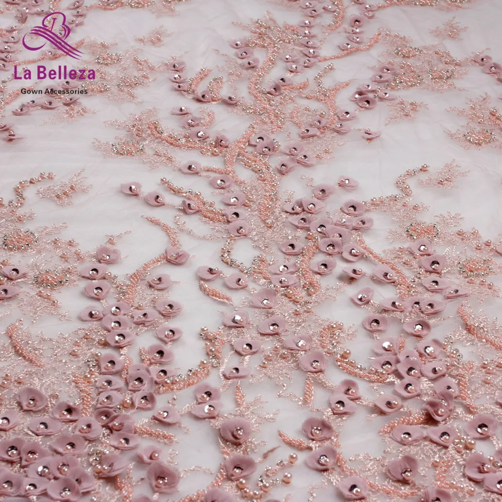 Hot popular 3colors 3D flowers heavy beaded embroidery lace fabric for wedding dress stage clothing evening by yard | Дом и сад
