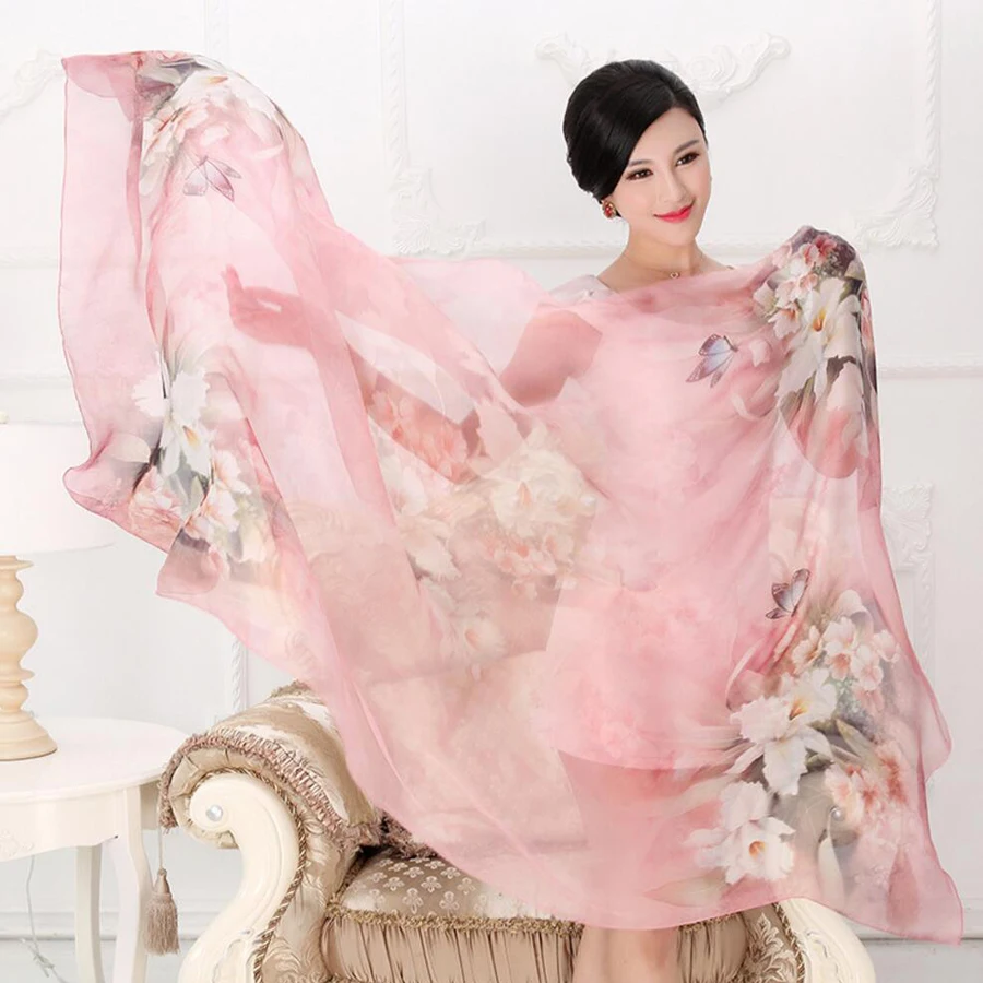 NEW Luxury Brand Scarf Silk Scarf Natural Real Silk hijab Women Long scarves Shawl Wrap Female Bufanda de mujer