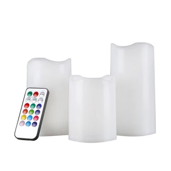 

3 Pcs/Set Electronic Candles With Timer LED Color Changing Remote Control Flameless Candle Home Wedding Decoration MAL999