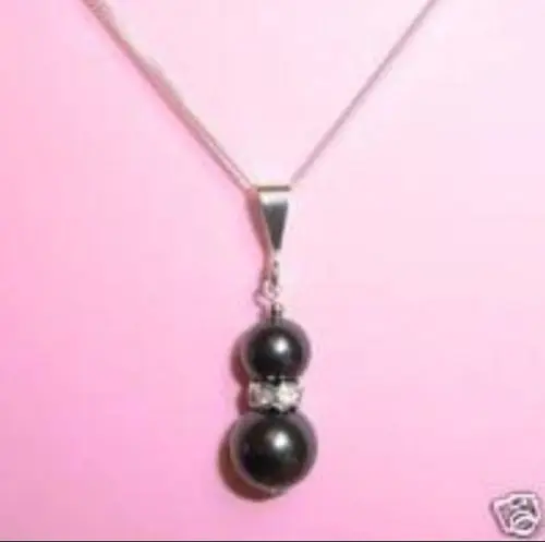 

Hot selling free shipping****new Black sea shell Pearl Pendant Necklace 17"AAA