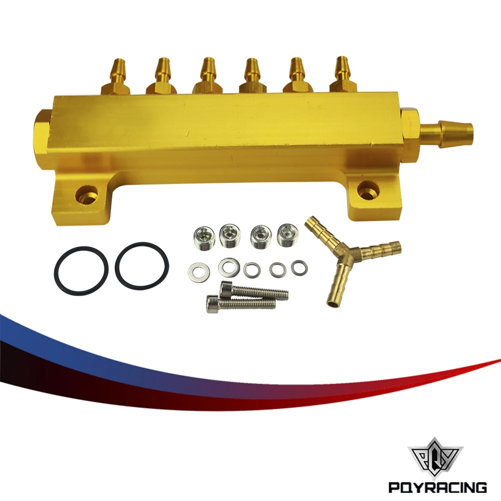 PQY RACING Aluminum Turbo Wastegate Bosst Vacuum Intake Manifold 6 Port