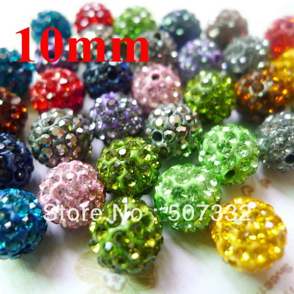 

Free shipping! multi mixed colour 10mm Beads christmas ornaments Clay Crystal finding ball beads SH10000