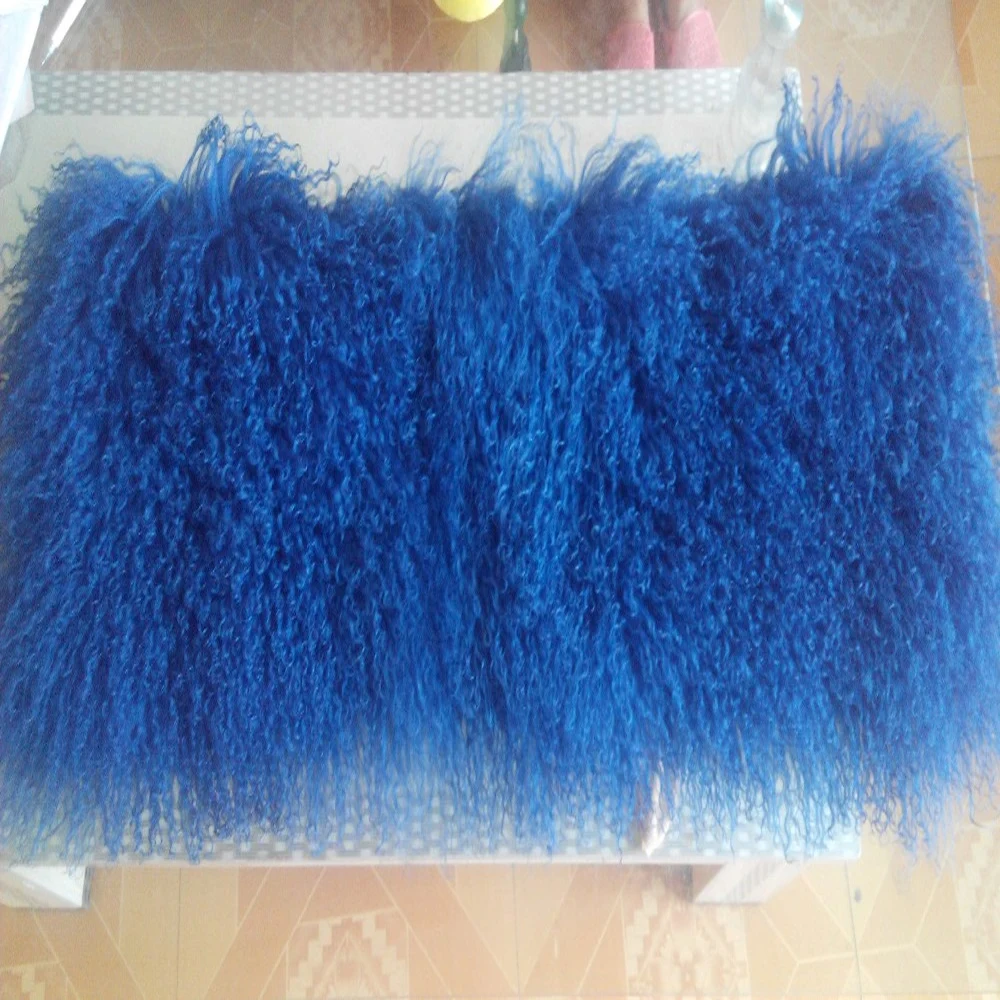 

Free Shipping Blue Real Mongolian Lamb Fur Cushion Cover Tibetan Fur Pillow Covers Decorative Pillows Capa De Almofada gift