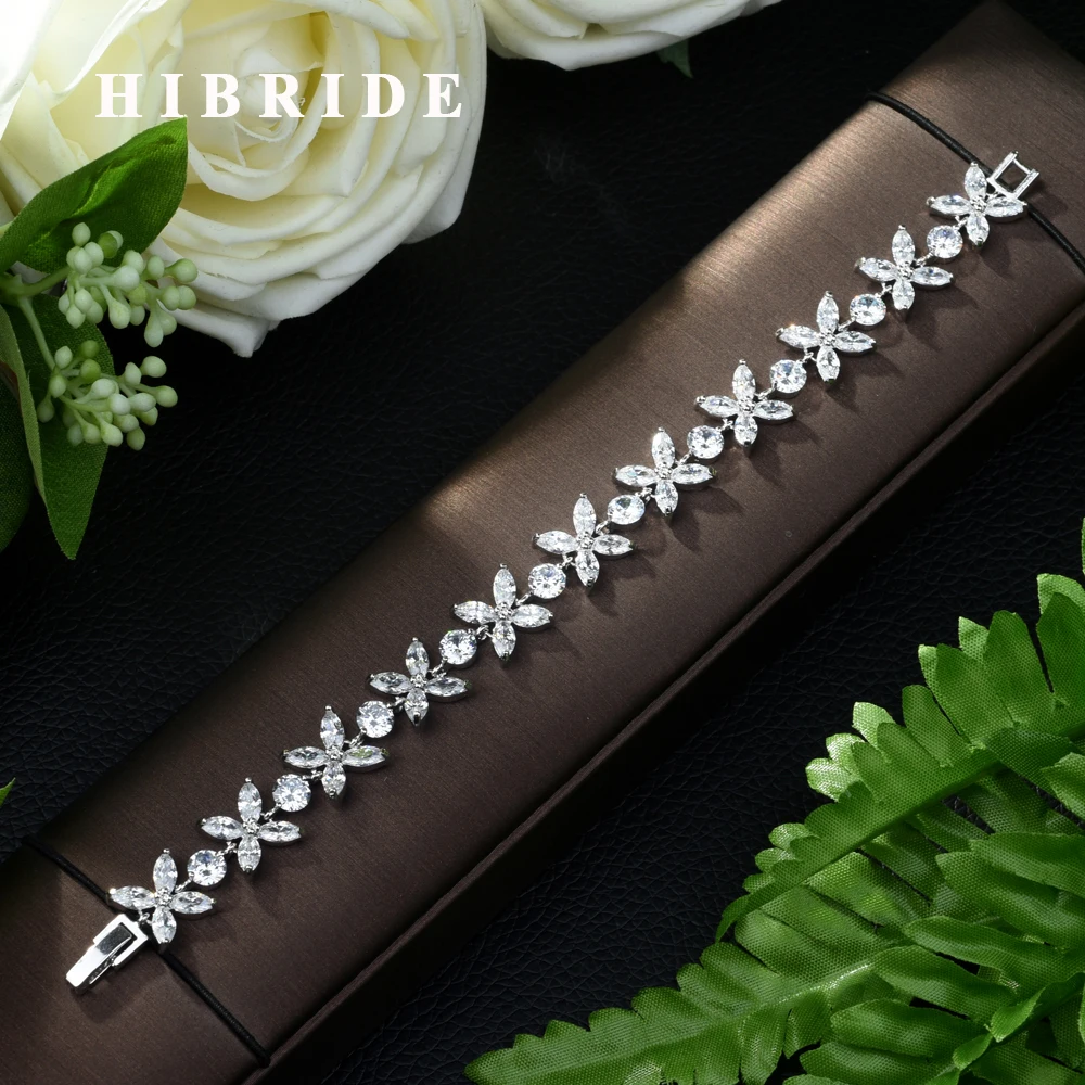 HIBRIDE Модные женские аксессуары роскошный кубический цирконий цветочный дизайн CZ