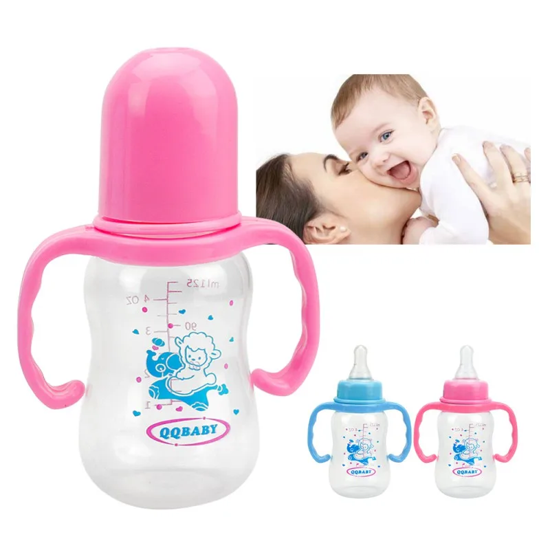 

Baby Feeding Nipple Bottle Infant Sippy Cup Feeder Milk Water Baby Bottle With Handle Kids Cup For Toddler 125ml