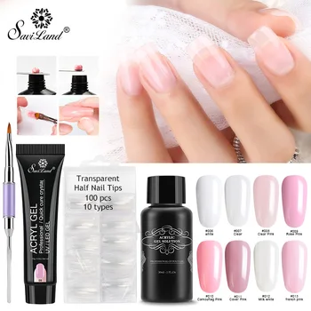 

Saviland 4pcs/set Poly Gel Nail Art Kits Uv Gel Builder Extending Crystal Jelly Gum French Nails Art Manicure Tips Decorations