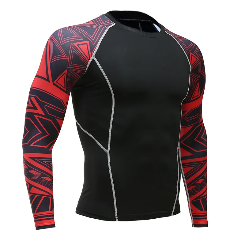 Термобелье, мужское длинное нижнее белье, компрессионная одежда, рубашка для фитнеса, мужская рубашка для бега, тренировочные штаны, термобелье - Цвет: running t-shirt 4