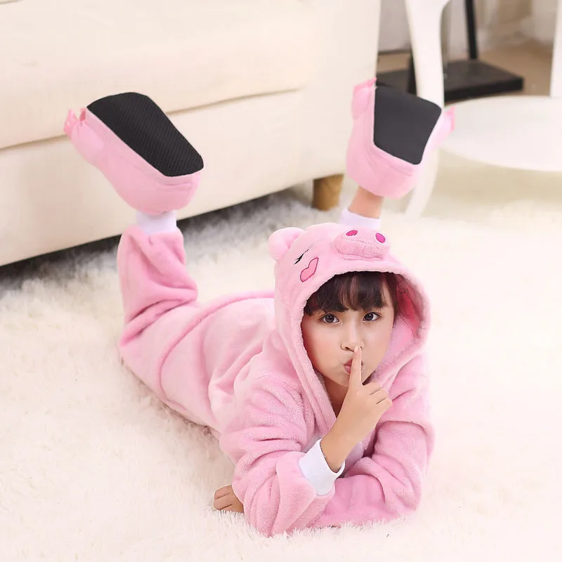 Warm Kids Pajamas Animal Onsies Flannel Children's Sleepwear Pig pajamas For Girls Boys Nightgown Cosplay Warm Kids Pajamas Animal Onsies Flannel Children's Sleepwear Pig pajamas For Girls Boys Nightgown Cosplay