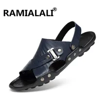 Ramialali/мужские пляжные сандалии; классические мужские сандалии из кожи; Летние вьетнамки; Sandalias zapatos hombre; большие размеры 35-47