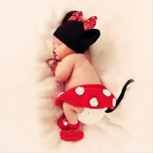С милым рисунком Минни ручной работы Детские шапочки, вязанные крючком для реквизит для фотосессии для девочек от бренда Gorros Disfraz Recien Nacido новорожденных Подставки для фотографий Fotografia