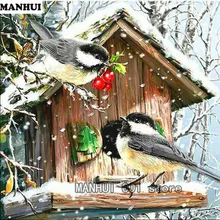 Полный квадратный алмаз 5D DIY Алмазная картина на заказ Снежная птица вышивка крестиком Мозаика домашний Декор подарок ADW177