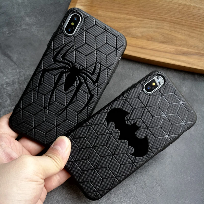 

Male Marvel Matte Silicone Case for Apple iPhone X 6s 7 7Plus 8 Plus Cases for iPhone XR X XS Max Ironman Superman Soft Cover
