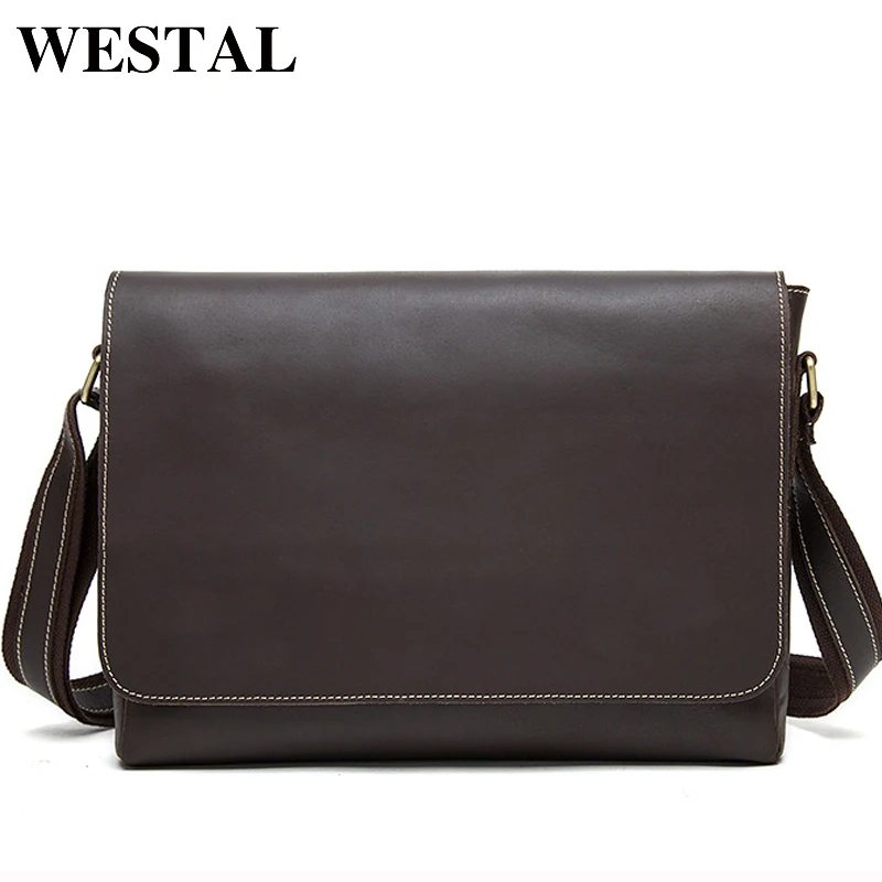 WESTAL Crazy Horse Genuine font b Leather b font Men Bag Men s font b Leather