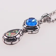 Blue Crystal Zircon Abalone Shell 925 Sterling Silver Jewelry Pendant TE410