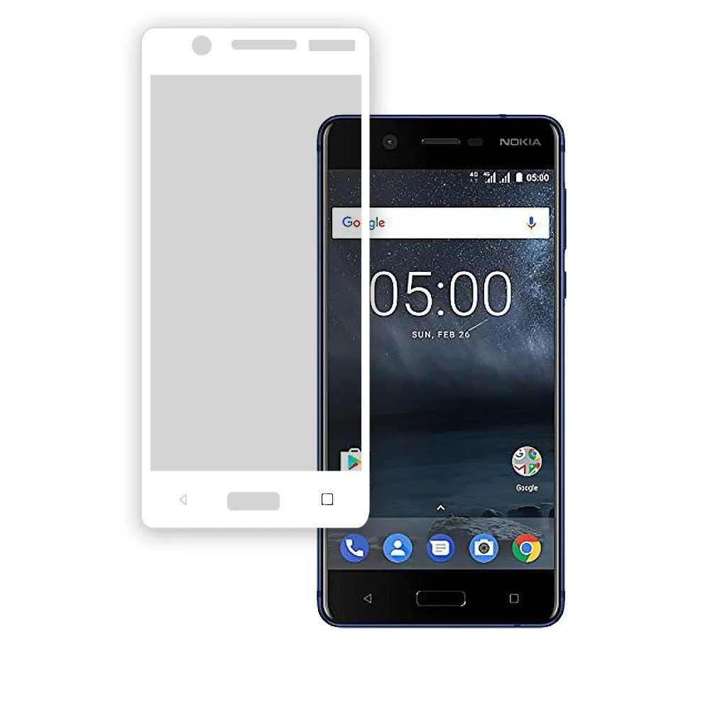 Закаленное стекло для Nokia 5 Crystal Full White | Мобильные телефоны и аксессуары