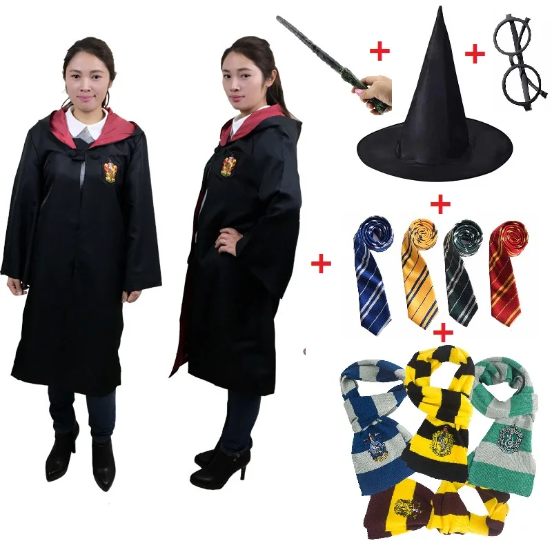 

Harri Potter Cosplay Robe Cloak For Kids Adult Scarf Performance Costume Gryffindor Slytherin Hufflepuff Cosplay Costume