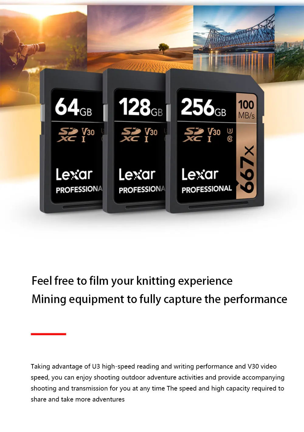 Lexar профессиональная sd-карта 667X Max100MB/s 64 Гб 128 ГБ 256 ГБ C10 U3 4K SDXC карта памяти SD флэш-карта UHS-I карт sd для камеры