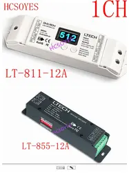 LTECH 1CH 1 способ постоянное напряжение DMX декодер LT-855-12A/LT-811-12A DMX-PWM CV светодиодный декодер; DC12-24V вход; 12A x1CH + 0-10В * 1CH