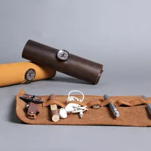 Hohe Qualität Organizer Echtes Leder-kasten Aufbewahrungstasche Kosmetiktasche aufbewahrungstasche USB Datenkabel Kopfhörer Draht Stift Reise Einsatz