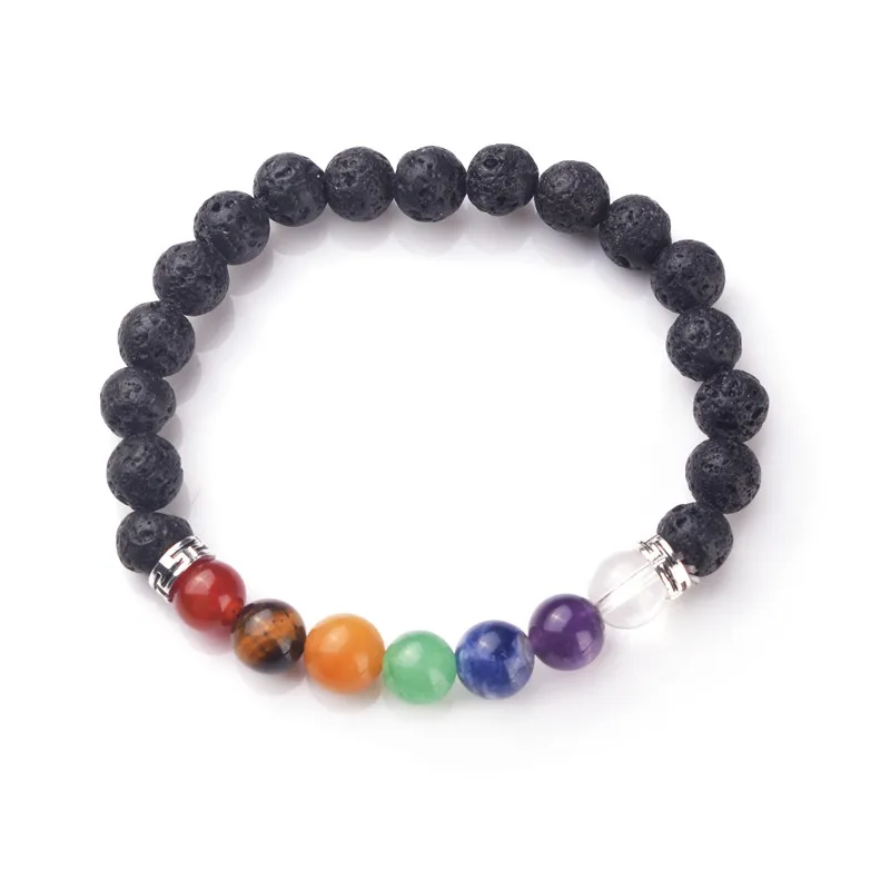 2016 New 7 Chakra Stone Bracelet Men Black Lava Healing Crystal Beads Reiki Buddha Prayer Natural Stone Yoga Bracelet For Women