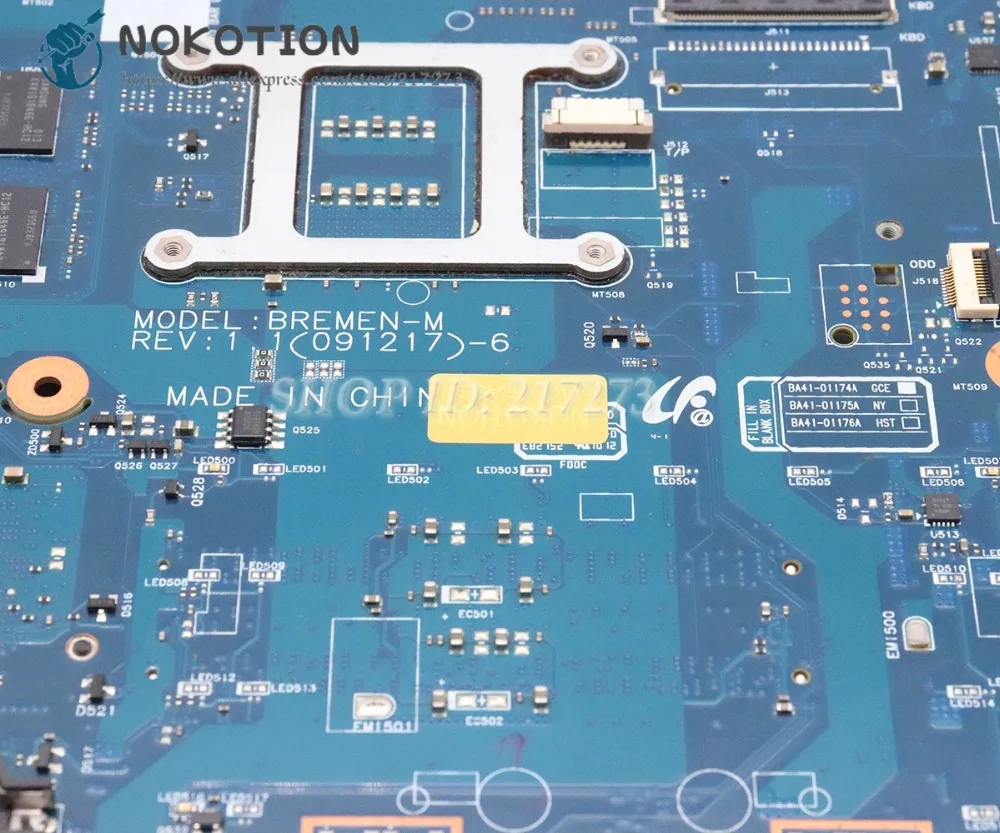 NOKOTION BREMEN-M для samsung NP-R780 R780 Материнская плата ноутбука 17 дюймов GT330M 1 ГБ DDR3 Процессор BA92-06145A BA92-06145B