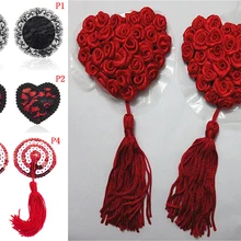 1 пара сердце круглая форма кружева наклейки для сосков сексуальный Стикини наклейки женское белье блесток кисточкой бюстгальтер для груди крышка для сосков