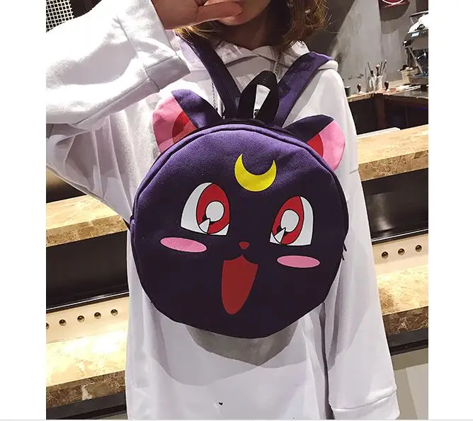

Women Girl Cute Sailor Moon Backpack Cat Ear Schoolbag Round Designer Funny Bag Schoolbag Cartoon Large Canvas Backpack