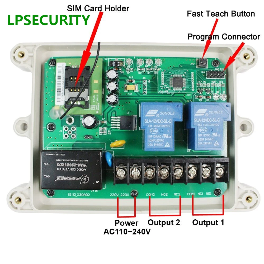 LPSECURITY 2G 4G водонепроницаемый GSM SMS Пульт дистанционного управления Модуль гаражной двери открывания ворот светильник занавес мотор насос для дома Automa