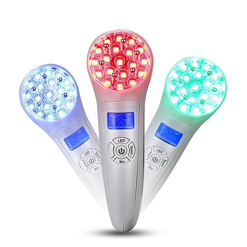 

3 Colors LED Light Therapy Ultrasonic Anti-aging Face Skin Care Tools Face Lift Skin Cleaner Wrinkle Remover Beauty Instrument