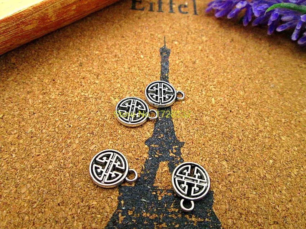 

40pcs-Tiny Knot Charms, Antique Tibetan silver Tiny Knot Charms pendants 9mm