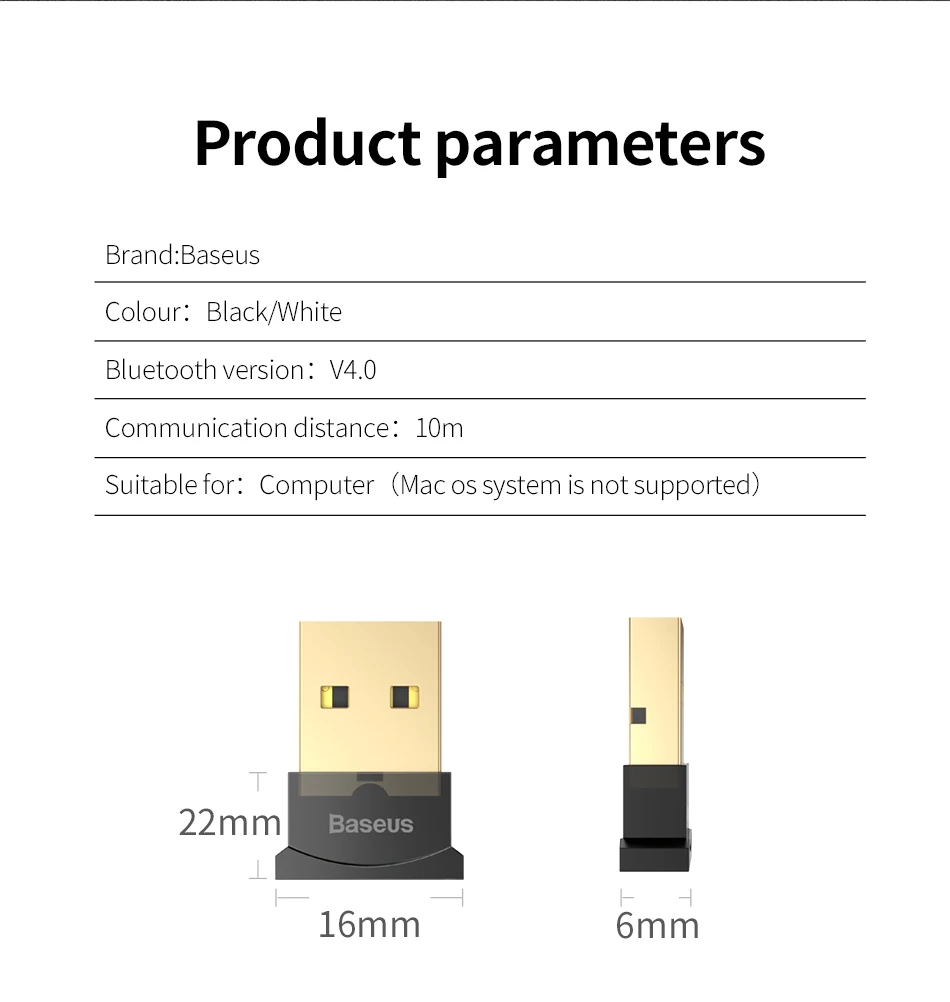 Baseus USB Bluetooth адаптер ключ 4,0 для ПК AUX музыка PS4 компьютер Bluetooth приемник передатчик адаптер для динамика мышь