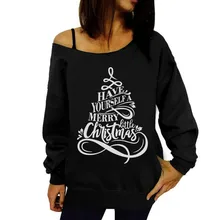 Осенне-зимние толстовки для женщин с принтом букв Рождественская спортивная одежда свитер с длинными рукавами пуловер топы для девочек блузки спортивные костюмы