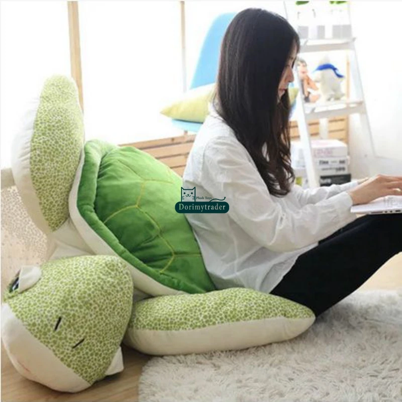 Dorimytrader pop cuddly soft anime turtle plush pillow toy stuffed cartoon tortoise doll animal toys kids gift Christmas Gift 43inch 110cm DY61848(1)