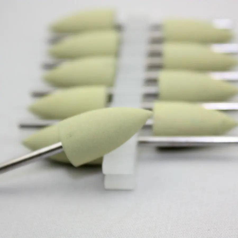 

10 PCS New Dental Silicone Rubber Resin Base Hidden Denture Polishing Burs