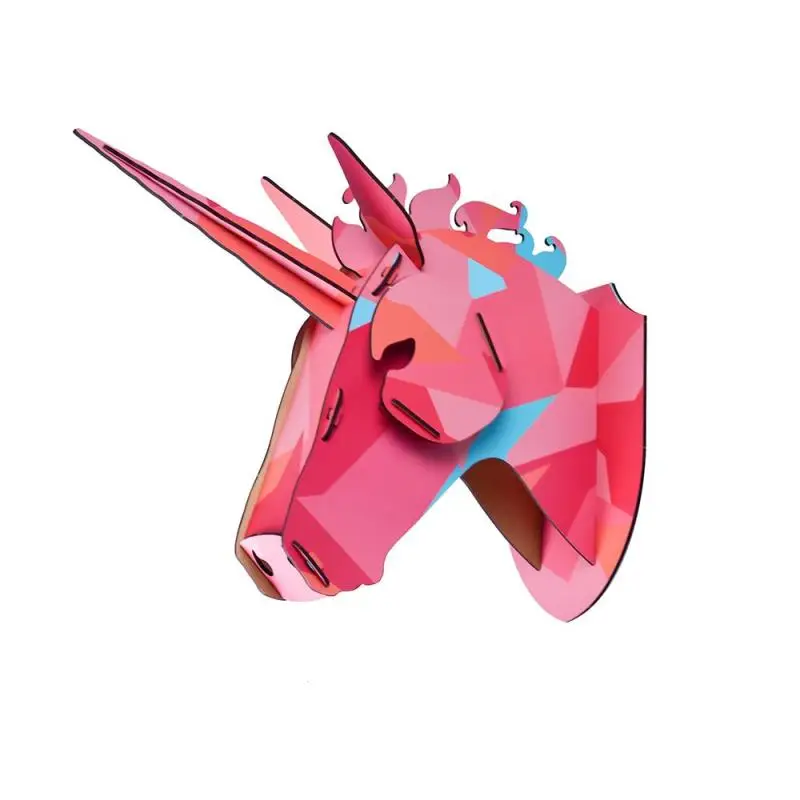DIY Unicorn Wooden Wall Sticker Puzzle 3D Animal Home Decoration Hangings Crafts 3 | Дом и сад