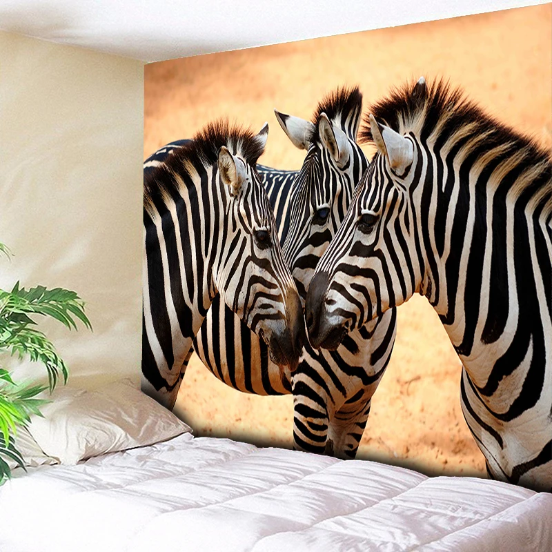 

African Zebra Printed Large Tapestry Wall Hanging Animal Decorative Tapestries Bohemian Mandala Wall Cloth Art Decor Fabric HOT