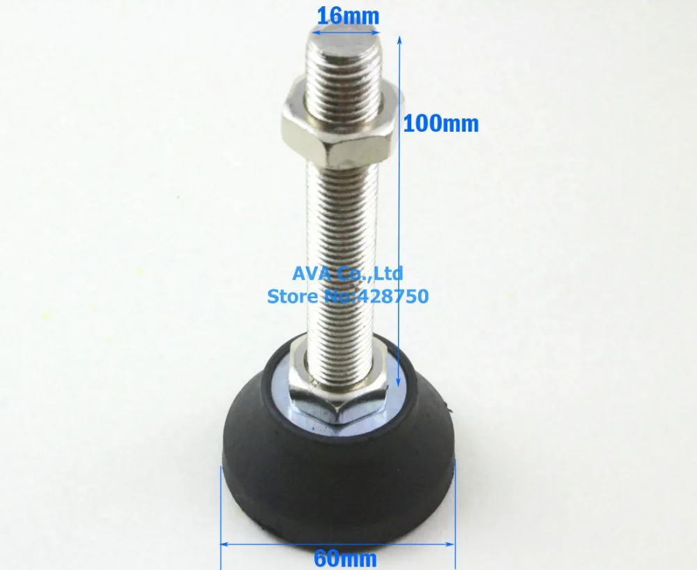 4 шт. M16 x 100 мм Регулируемая токарная ножка для мебели выравнивание ног Pad/60 мм база