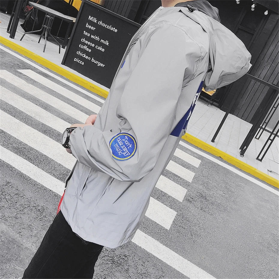Весна/осень мужские светоотражающие куртки водонепроницаемые хип-хоп уличные ветровки и Пальто Harajuku GW037