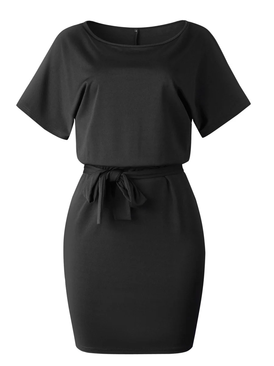 Gladiolus 2019 New Summer Women Dress Short Sleeve O Neck Tunic Casual Midi Dress With Belt Ladies Dresses Sundresss Vestidos (18)