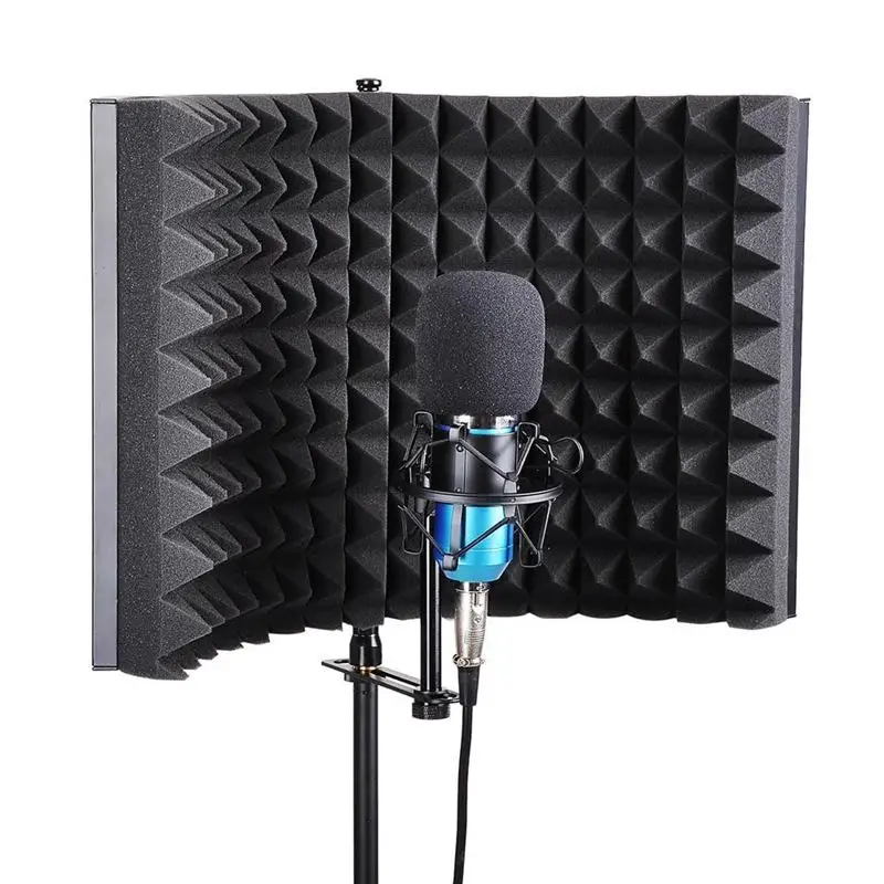 Студийный микрофон изоляционный щит акустическая запись звукопоглотитель пена панель - Цвет: Черный
